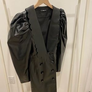 Black leather blazer dress